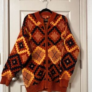 Vintage Royal Prestige Sweater Jacket | Geometric Pattern, Full Zip